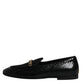 Dolce & Gabbana Black Exotic Leather Loafers Men Dress Shoes