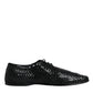 Dolce & Gabbana Black Woven Leather Lave Up Derby Shoes