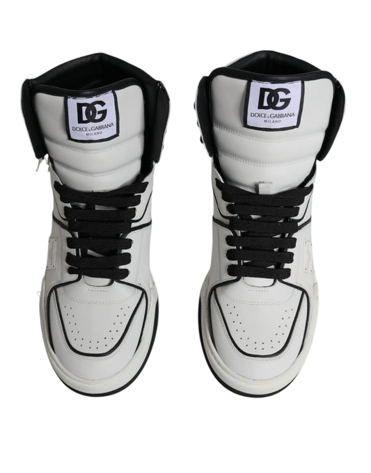 Dolce & Gabbana White Leather High Top Men Sneakers Shoes