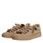 Dolce & Gabbana Brown Jute Fabric Low Top Men Sneakers Shoes