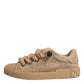 Dolce & Gabbana Brown Jute Fabric Low Top Men Sneakers Shoes