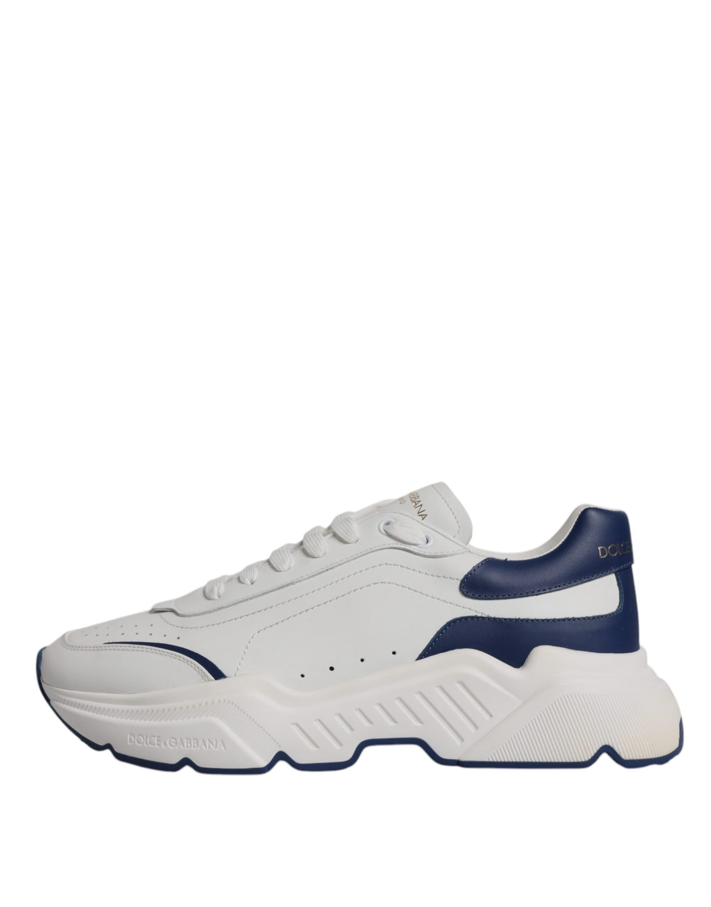 Dolce & Gabbana White Blue DAYMASTER Leather Sneakers Shoes