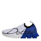 Dolce & Gabbana White Blue Low Top Sorrento Men Sneaker Shoes