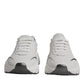 Dolce & Gabbana White Silver DAYMASTER Leather Sneakers Shoes