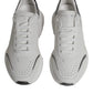 Dolce & Gabbana White Silver DAYMASTER Leather Sneakers Shoes