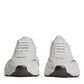 Dolce & Gabbana White Silver DAYMASTER Leather Men Sneakers Shoes