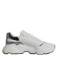 Dolce & Gabbana White Silver DAYMASTER Leather Men Sneakers Shoes