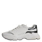 Dolce & Gabbana White Silver DAYMASTER Leather Men Sneakers Shoes