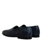 Dolce & Gabbana Blue Exotic Leather Moccasin Slip On Shoes