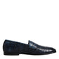 Dolce & Gabbana Blue Exotic Leather Moccasin Slip On Shoes