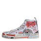 Dolce & Gabbana White Cotton Graffiti High Top Sneaker Shoes