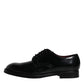 Dolce & Gabbana Black Leather Lace Up Men Derby Formal Shoes