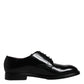 Dolce & Gabbana Black Leather Lace Up Men Derby Formal Shoes