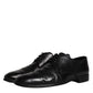 Dolce & Gabbana Black Leather Lace Up Men Derby Formal Shoes