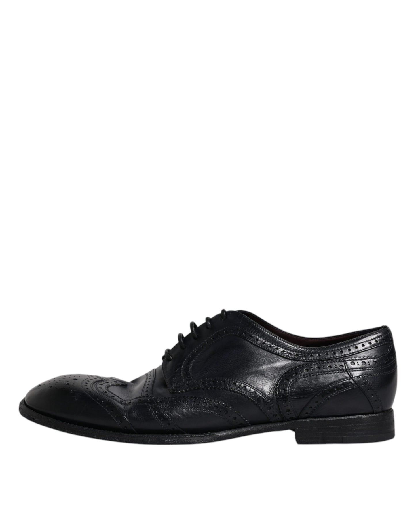 Dolce & Gabbana Blue Leather Derby Wingtip Formal Shoes