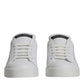 Dolce & Gabbana White Silver Leather Low Top Men Sneakers Shoes