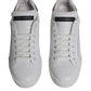 Dolce & Gabbana White Silver Leather Low Top Men Sneakers Shoes