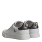 Dolce & Gabbana White Silver Leather Low Top Men Sneakers Shoes