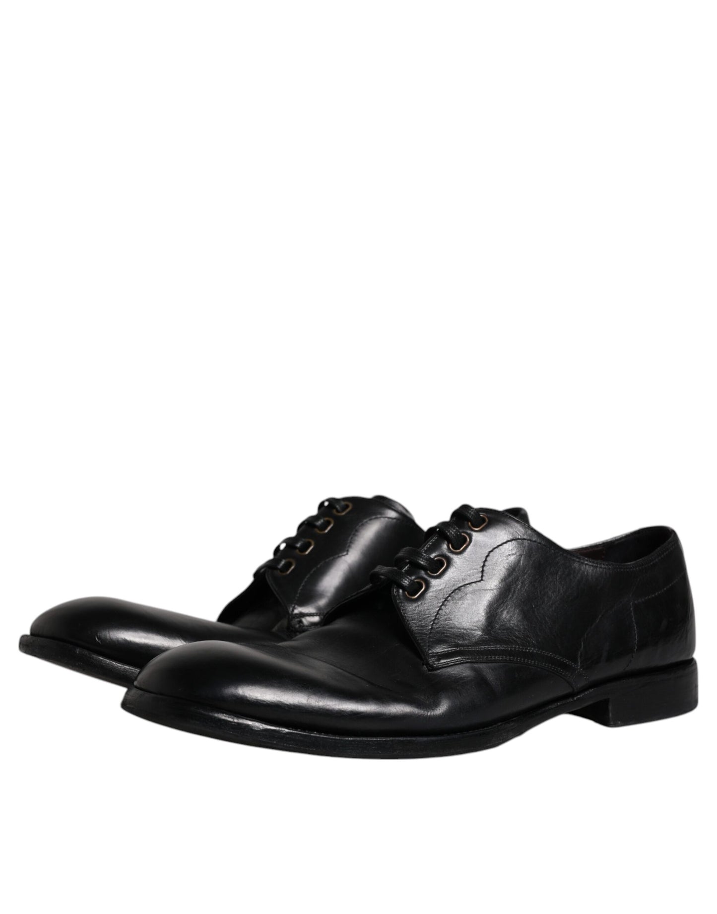 Dolce & Gabbana Black Leather Derby Formal Men Dress Shoes