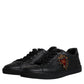 Dolce & Gabbana Black Leather London Heart Men Sneakers Shoes