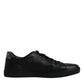 Dolce & Gabbana Black Leather London Heart Men Sneakers Shoes