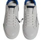 Dolce & Gabbana White Blue Portofino Low Top Sneakers Shoes