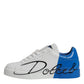 Dolce & Gabbana White Blue Portofino Low Top Sneakers Shoes