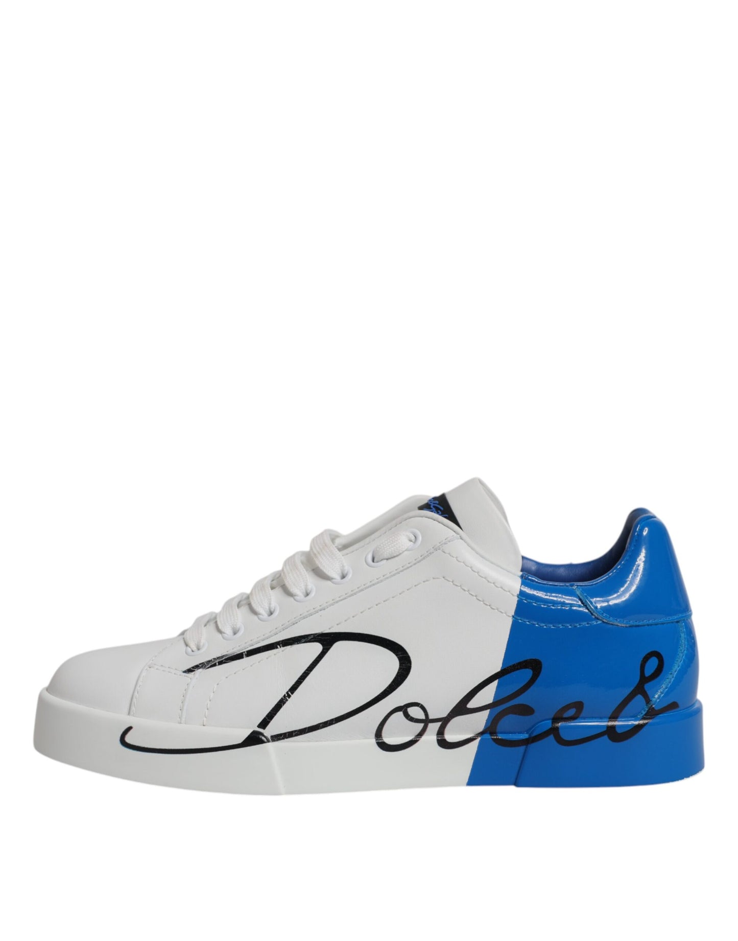 Dolce & Gabbana White Blue Portofino Low Top Sneakers Shoes