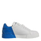 Dolce & Gabbana White Blue Portofino Low Top Sneakers Shoes