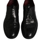 Dolce & Gabbana Black Leather Derby Wingtip Formal Shoes