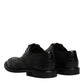 Dolce & Gabbana Black Leather Derby Wingtip Formal Shoes