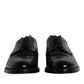 Dolce & Gabbana Black Leather Derby Wingtip Formal Shoes