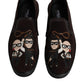 Dolce & Gabbana Brown Suede DG Family Slip On Flats Shoes