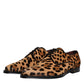 Dolce & Gabbana Brown Leopard Derby Formal Men Dress Shoes