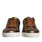 Dolce & Gabbana Gold Leather Logo London Men Sneaker Shoes