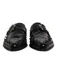 Dolce & Gabbana Black Embellished Derby Monk Strap Shoes