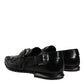 Dolce & Gabbana Black Embellished Derby Monk Strap Shoes