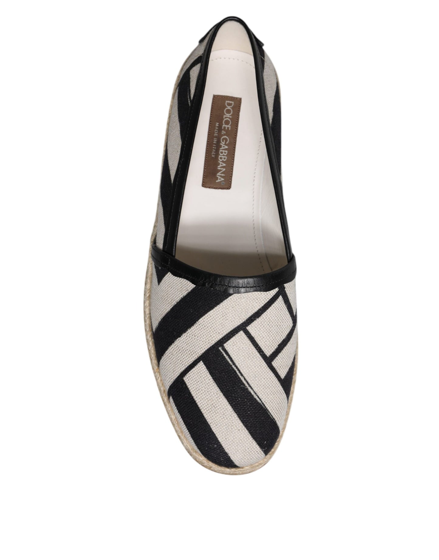 Dolce & Gabbana Black White Stripes Slip On Espadrille Shoes