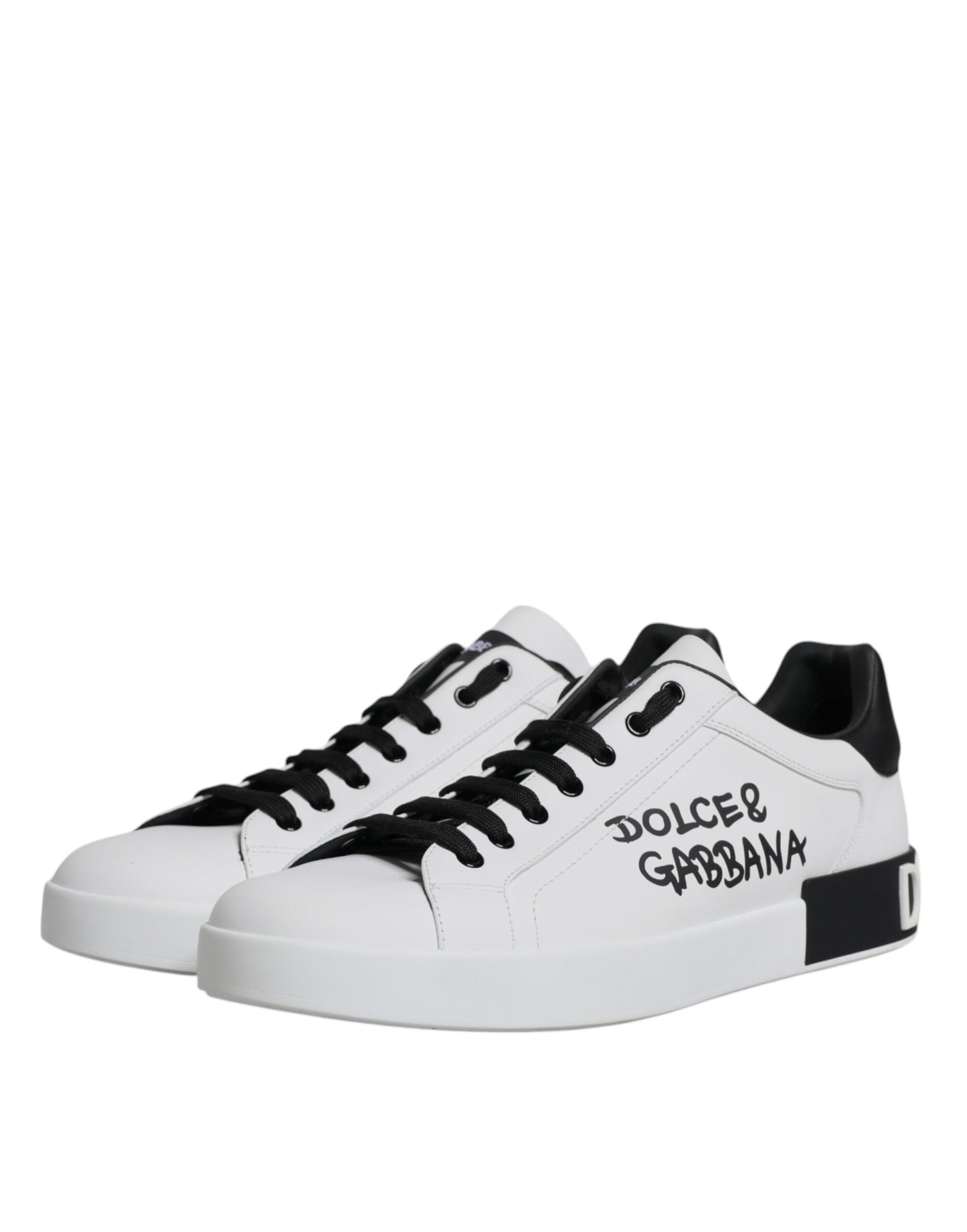 Dolce & Gabbana White Leather Logo Portofino Sneakers Shoes