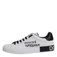 Dolce & Gabbana White Leather Logo Portofino Sneakers Shoes