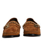 Dolce & Gabbana Brown Suede Leather Loafers Dress Shoes