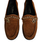 Dolce & Gabbana Brown Suede Leather Loafers Dress Shoes