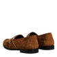 Dolce & Gabbana Brown Suede Leather Loafers Dress Shoes