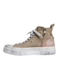 Dolce & Gabbana Beige White Canvas High Top Sneakers Shoes