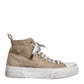 Dolce & Gabbana Beige White Canvas High Top Sneakers Shoes