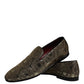 Dolce & Gabbana Gold Jacquard Flats Men Loafers Dress Shoes