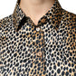 Dolce & Gabbana Brown Leopard Print Short Sleeves Blouse Top