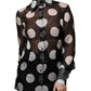 Dolce & Gabbana Black White Polka Dots Silk Long Sleeves Top