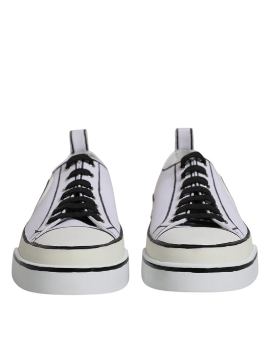 Dolce & Gabbana White Logo Canvas Low Top Men Sneakers Shoes