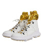 Dolce & Gabbana White Nylon Galileo High Top Sneakers Shoes